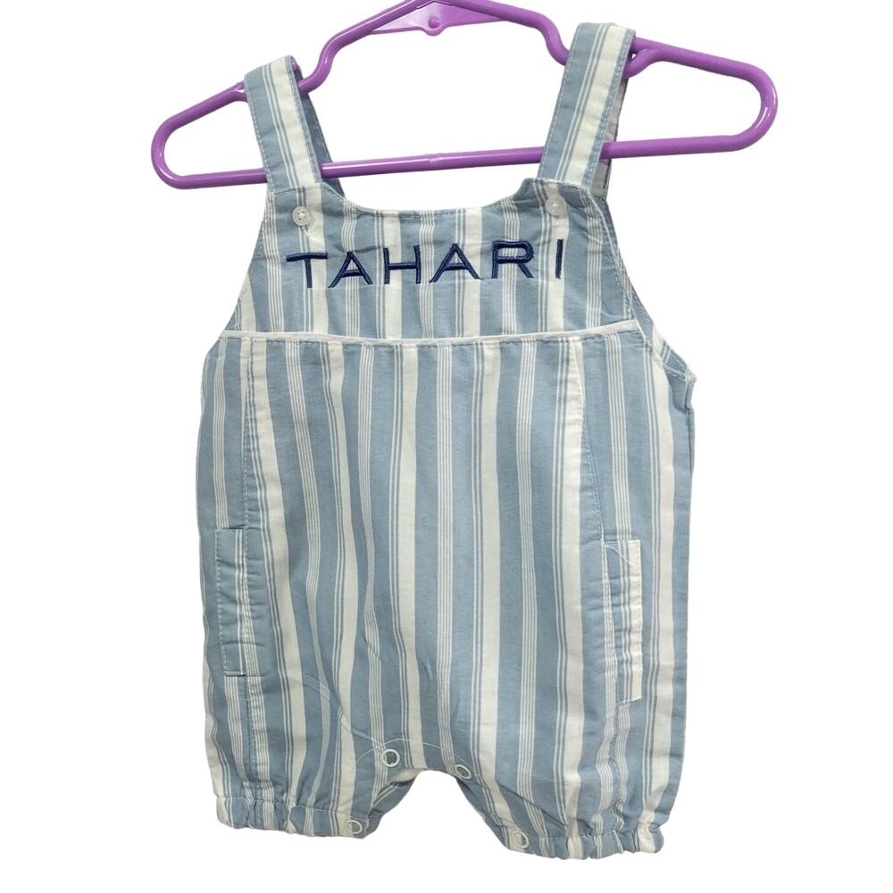 Tahari Striped Blue‎ and White Overalls Infant Boy Size 0-3 Months